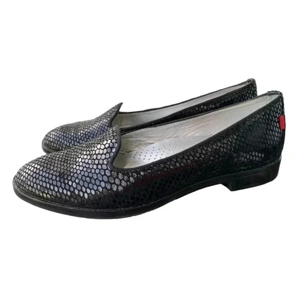 Marc Joseph Women's Black Flats Size 6 Columns CR Black Sparkle Snake Pattern - Picture 1 of 12